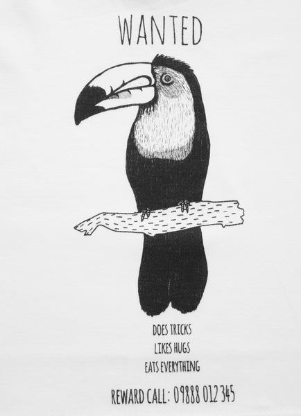 Little Kitt 100% cotton unisex monochrome toucan animal t-shirt for babies and toddlers