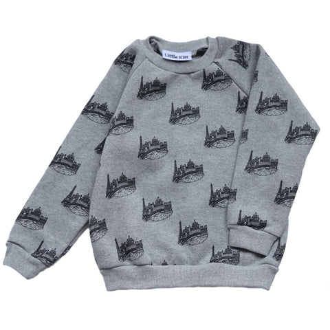 Little Kitt supsersoft cotton unisex grey marl sweatshirt with Paris cityscape for babies and toddlers